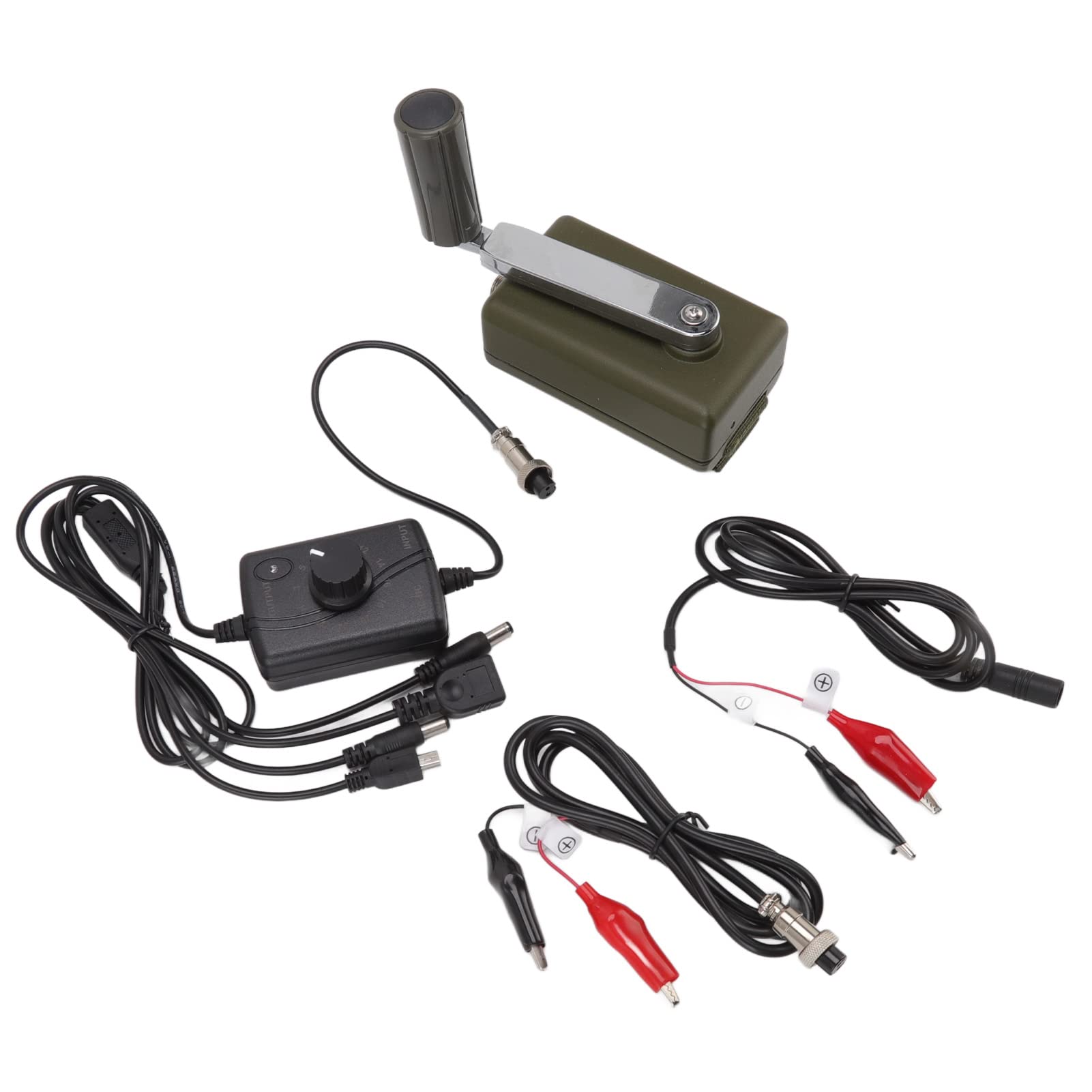 Generatore a Manovella da 30 W Caricatore di Emergenza Portatile Impermeabile per Telefono Cellulare Laptop Verde Leggero
