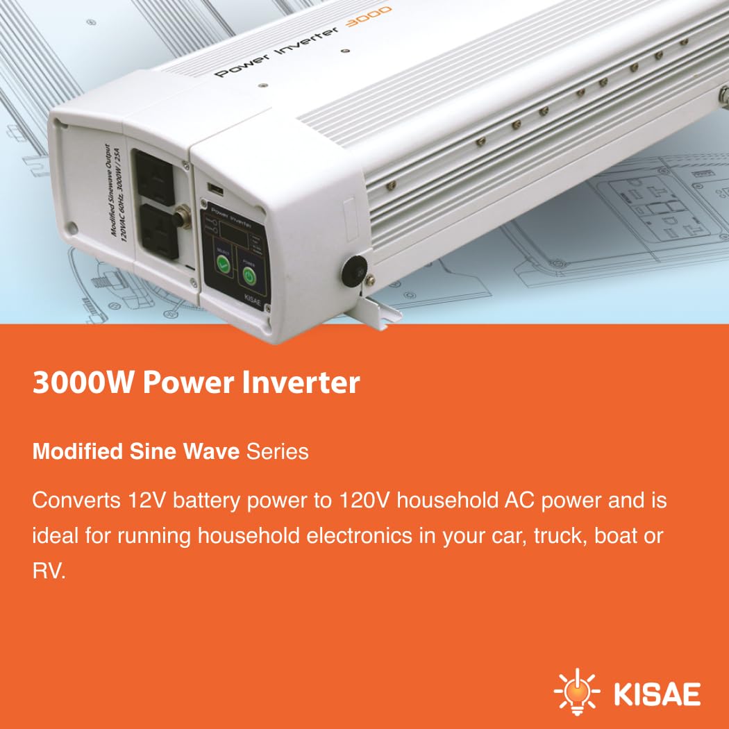 KISAE 3000 Watt Pure Sine Wave Power Inverter with Transfer Switch