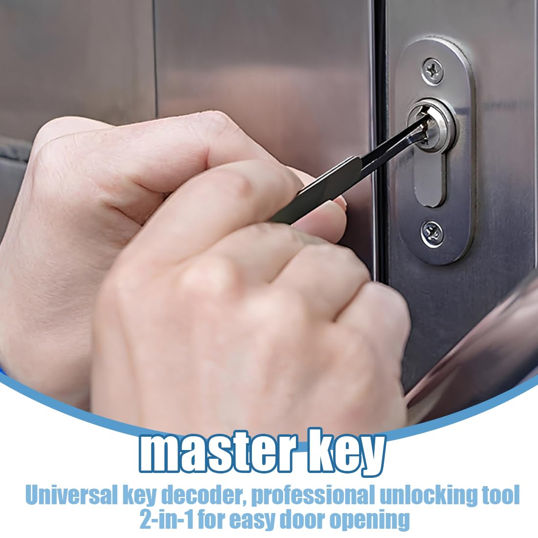 Llave universal para cerraduras Kit de decodificación para llaves maestras de acero inoxidable, herramienta 2 en 1, para abrir fácilmente puertas, varias formas, SS002 PRO