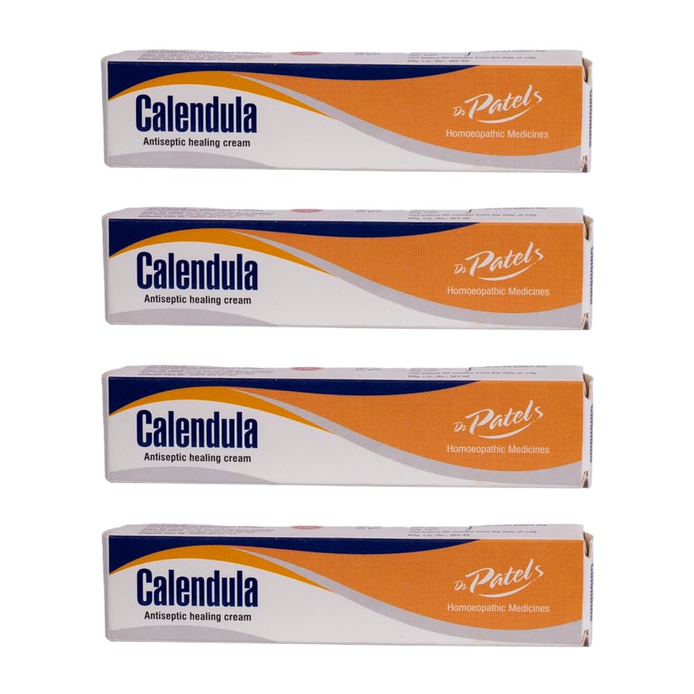 Dr Patel's Homeopathic Calendula Ointment | Antiseptic Healing Cream | All-Purpose Relief Ointment for wounds, bedsores, postoperative wounds, and Bruises - 25gms (Pack of 4)