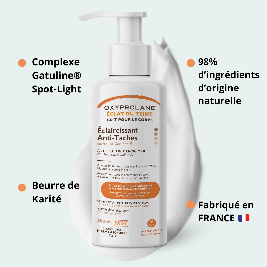 Eclat du Teint – Lait Éclaircissant Anti-Taches | Hydratant, Unifiant & Nourrissant – Gatuline® Spot-Light, Curcuma & Beurre de Karité – Soin Corps Teint Terne ou Taches Pigmentaires