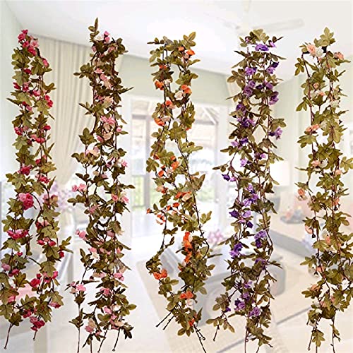 Buiten decoratieve planten 10 stks herfst kunstmatige zijde rose klimop bladeren bloem wijnstok muur opknoping home bar… - Afbeelding 7