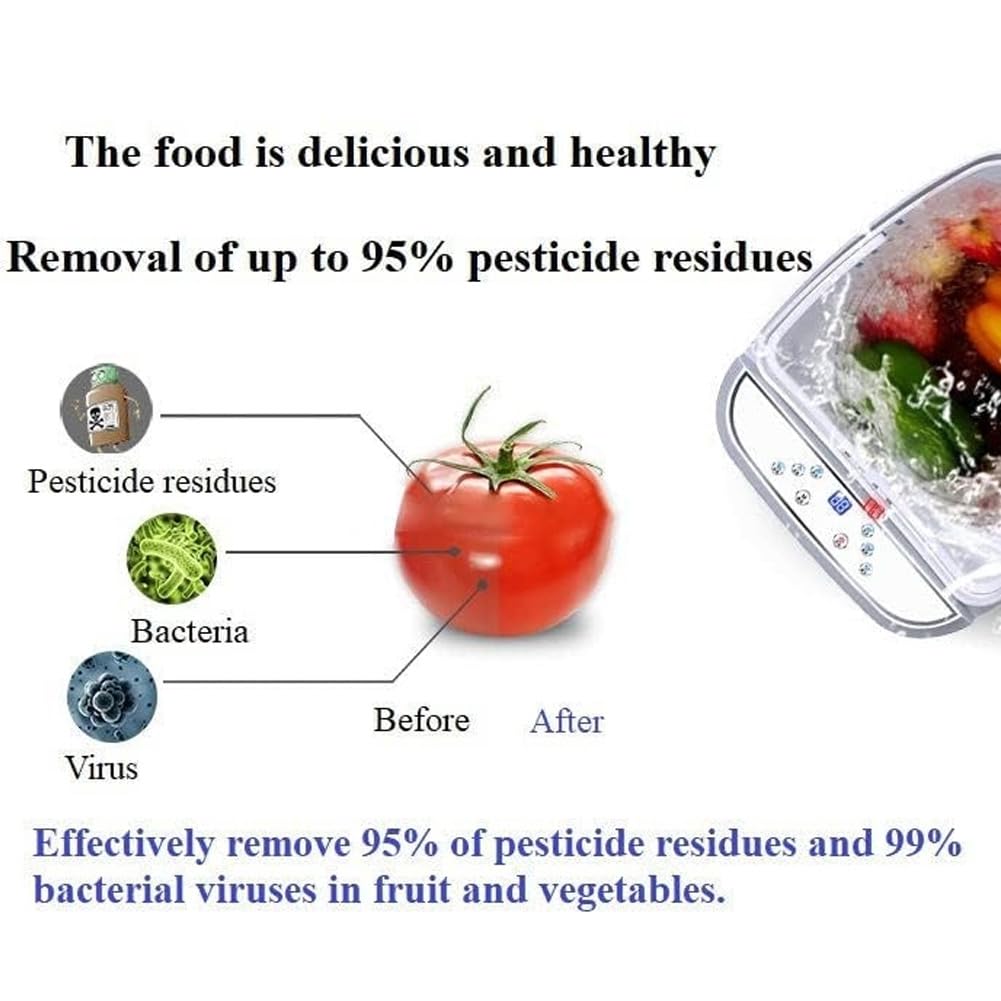 Purificador de frutas y verduras, limpiador automático inteligente con control LED, lavadora secadora multifuncional para lechuga y verduras, capacidad de 6 litros