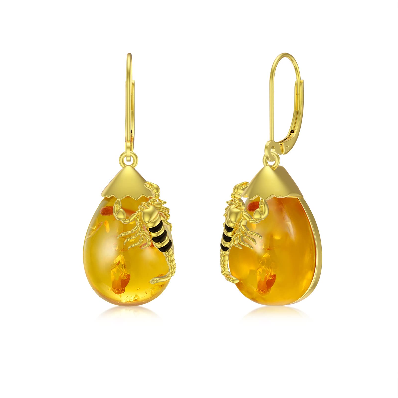 TIGER RIDER Bee/Butterfly/Scorpion/Cactus/Leaf/Beetle 925 Sterling Silver French Clasp Leverback Earrings Amber/Crystal/Citrine/Moonstone/Obsidian/Jade/Rose quartz Pendant Jewelry Gift for Women