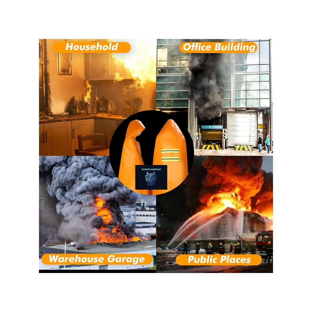 Manta ignífuga | Manta ignífuga con capucha | Mantas de emergencia contra incendios para cuerpo completo | Capa con capucha de emergencia con tiras reflectantes | Resistente al calor