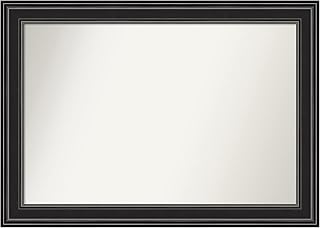 Amanti Art Non-Beveled Bathroom Mirror (29.5 x 41.5 in.), Ridge Black Frame - Wall Mirror Black, Large
