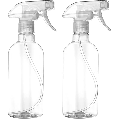 DIYSELF 2 Pack Spray Bottles for Cleaning 16 oz/500 ml Water Empty Spray Bottle Heavy Duty Plastic Clear Squirt Mist Spray Bottles for Hair Plants Pets Alcohol Lab Sprayer Bottle