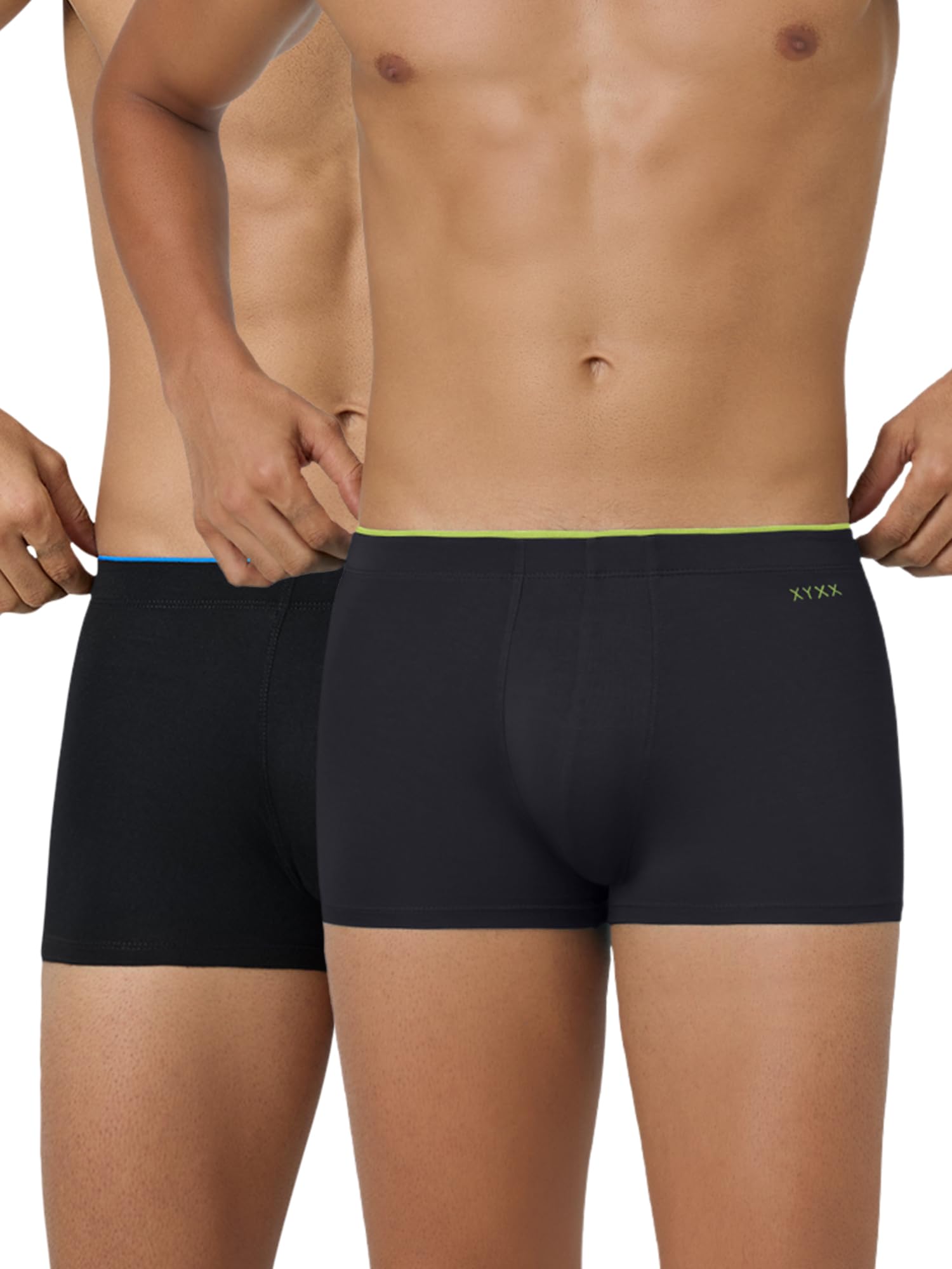 XYXX Men's Uno Micromodal Solid Antimicrobial Trunks | Underwear for Men (Pack of 2)