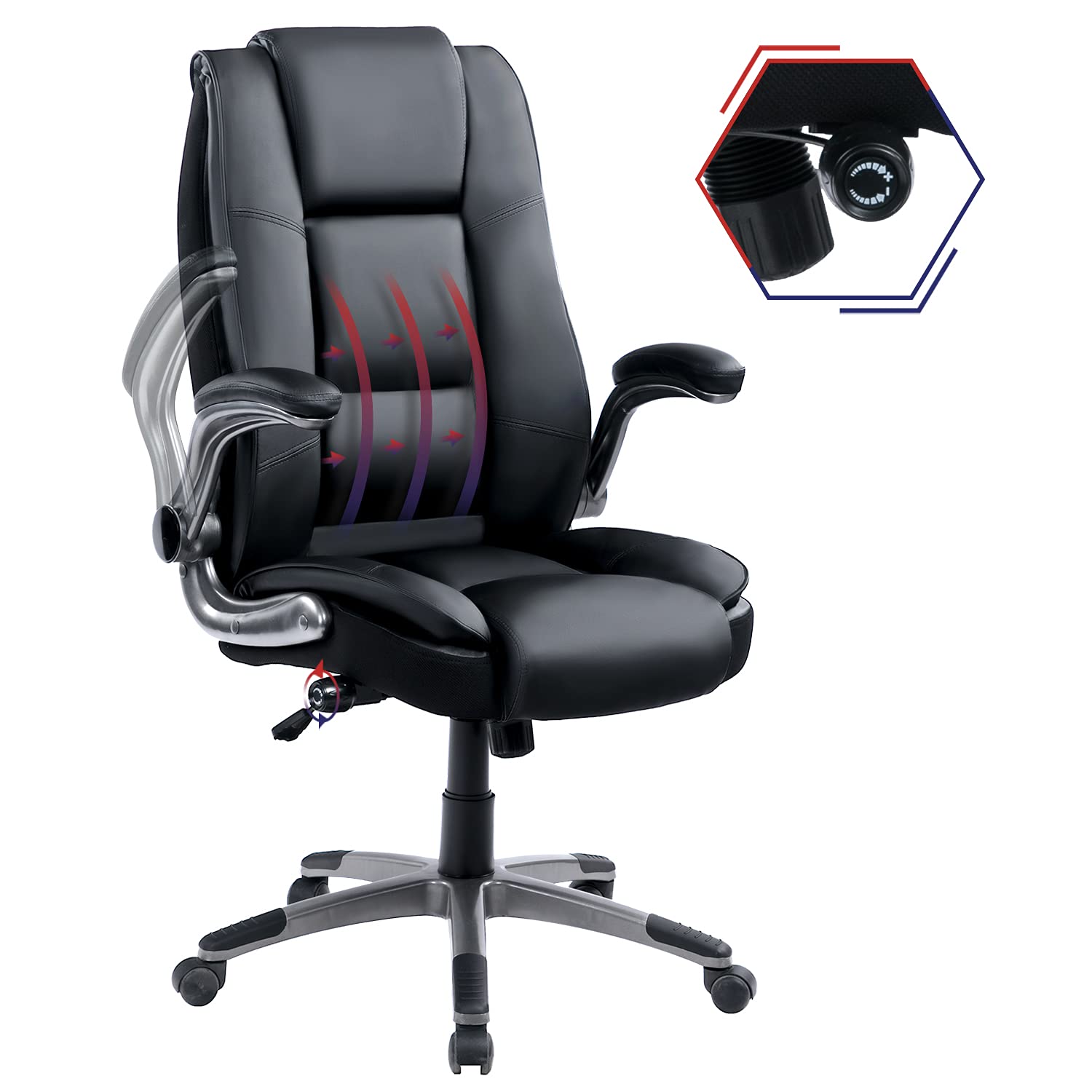 Buy PEROINE High Back Bonded Leather Office Chair Flipup Arms