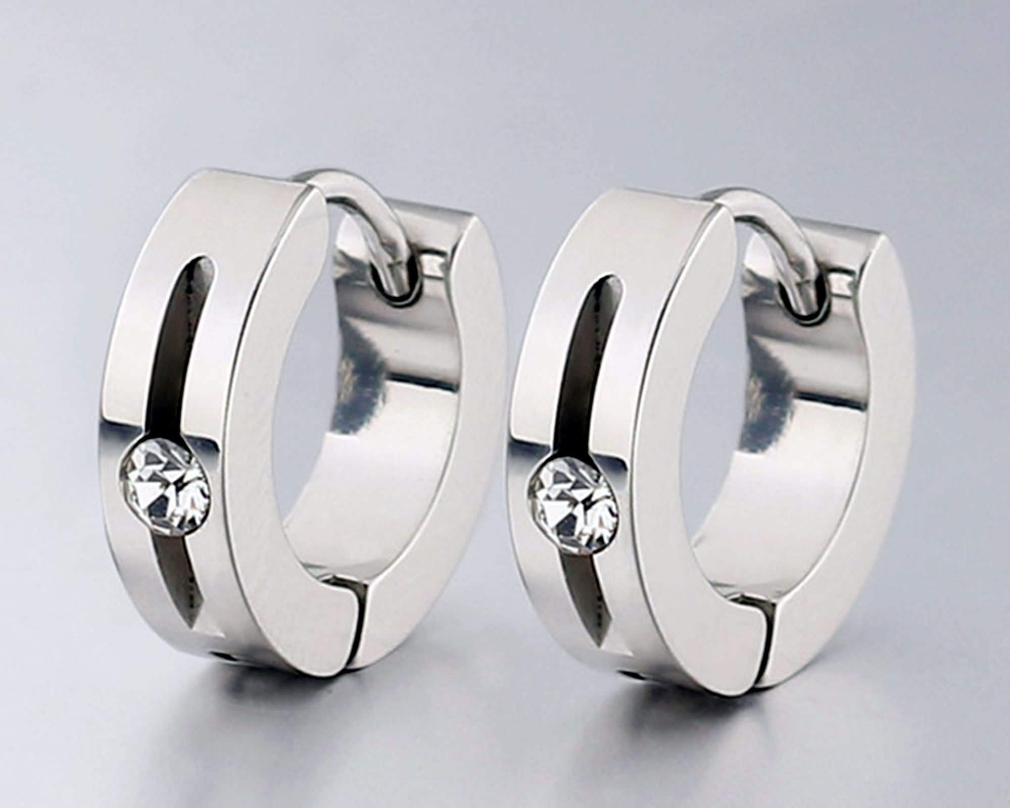 KnSam Pendientes de oro, plata, oro, pendientes para hombre, en forma de U, de acero inoxidable, unisex, plata, oro, oro rosa, negro