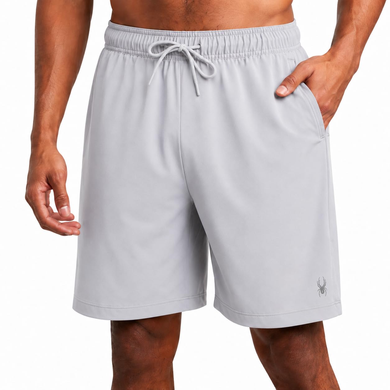 Spyder Mens Athletic Shorts - 8" Inseam Lightweight Active Stretch Quick Dry Woven Workout Shorts for Men for Gym and Running, Pewter, 34