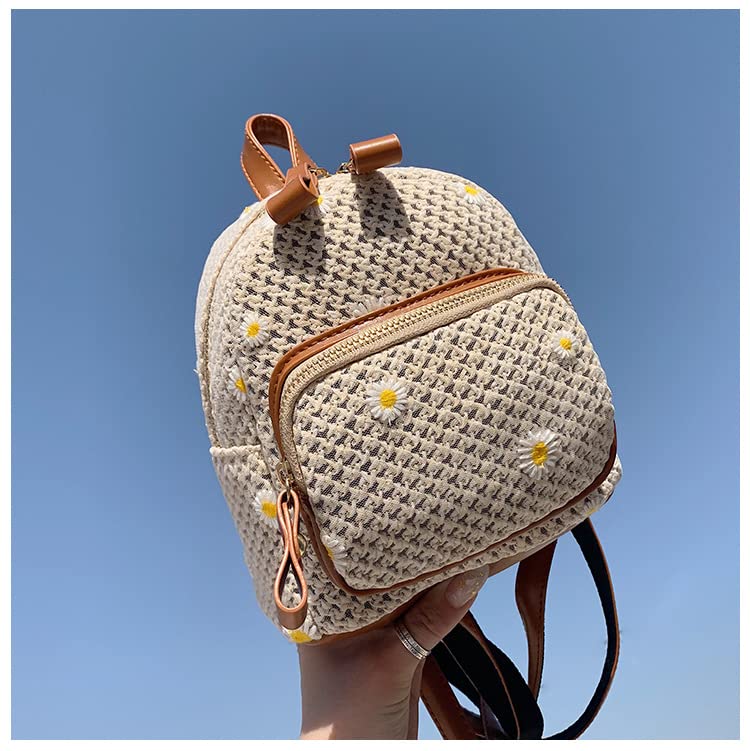 Zaino per borsa da spiaggia in paglia per donna borsa a tracolla in rattan intrecciato a mano