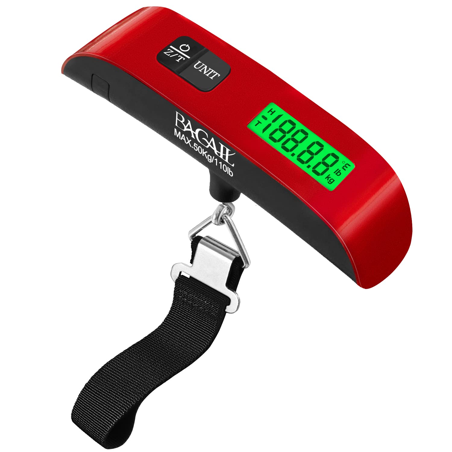 BAGAIL Digital Luggage Scale, 110lbs Hanging Baggage Scale with Backlit LCD Display, Portable Suitcase Weighing Scale, Travel Luggage Weight Scale with Hook, Strong Straps for Travelers