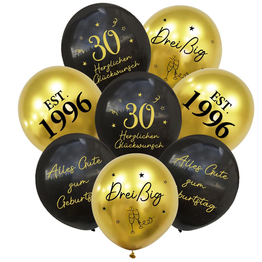 Schwarz Gold Luftballons Geburtstag Deko Jungen Mädchen