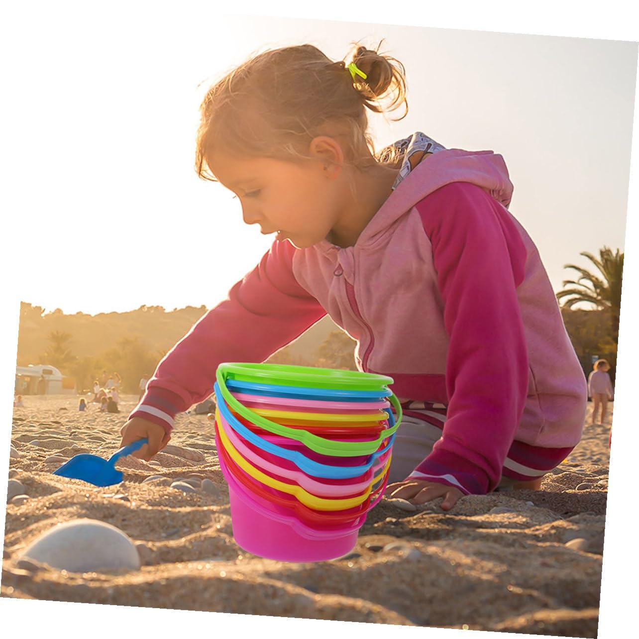 Mini Secchiello Spiaggia 12 Pezzi Abs, Secchiello per Bambina | Gioco da Spiaggia, Festa Estiva, Garden, Design Multifunzione e Strumento Didattico
