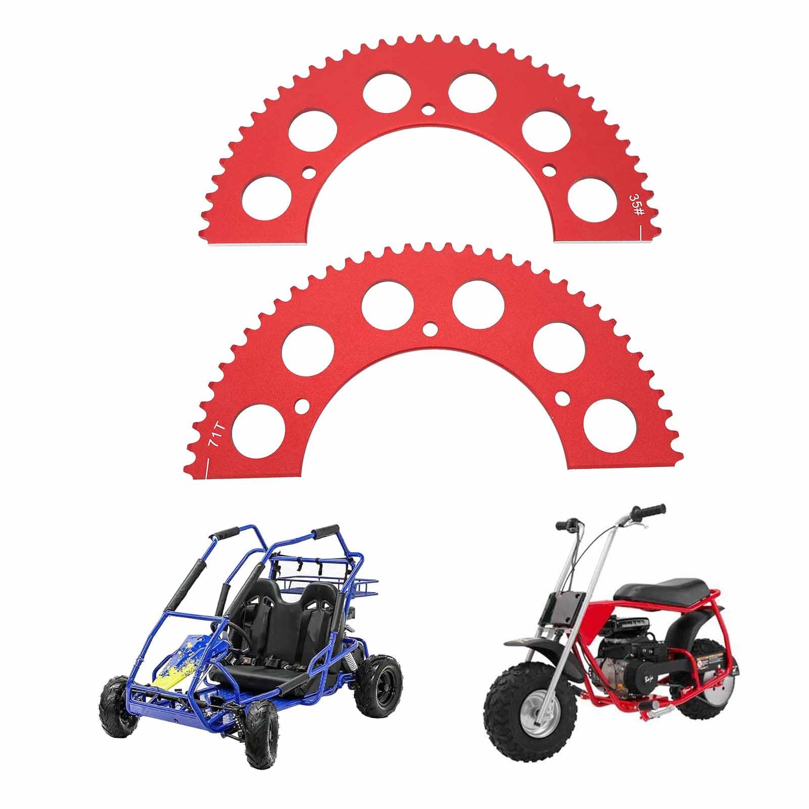 35 Chain 71 Tooth Split Sprocket Low Friction Aluminium Alloy Lightweight Fit for CT200U BT200X CT100U TrailMaster MB200 MegaMoto B212 Baja Motovox Doodlebug Mini Bike Motorcycle