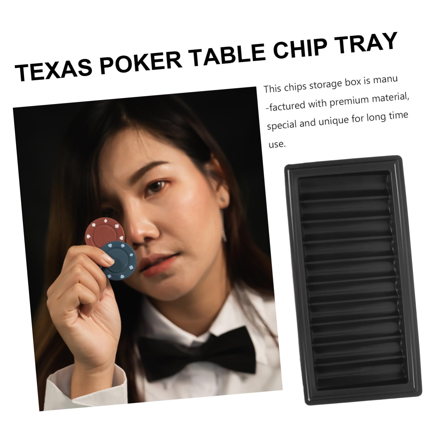 Mipcase Porta Chip da Poker in Plastica Nero per 500 Pezzi Base Piatta Organizer Semplice per Giochi da Tavolo e Accessori