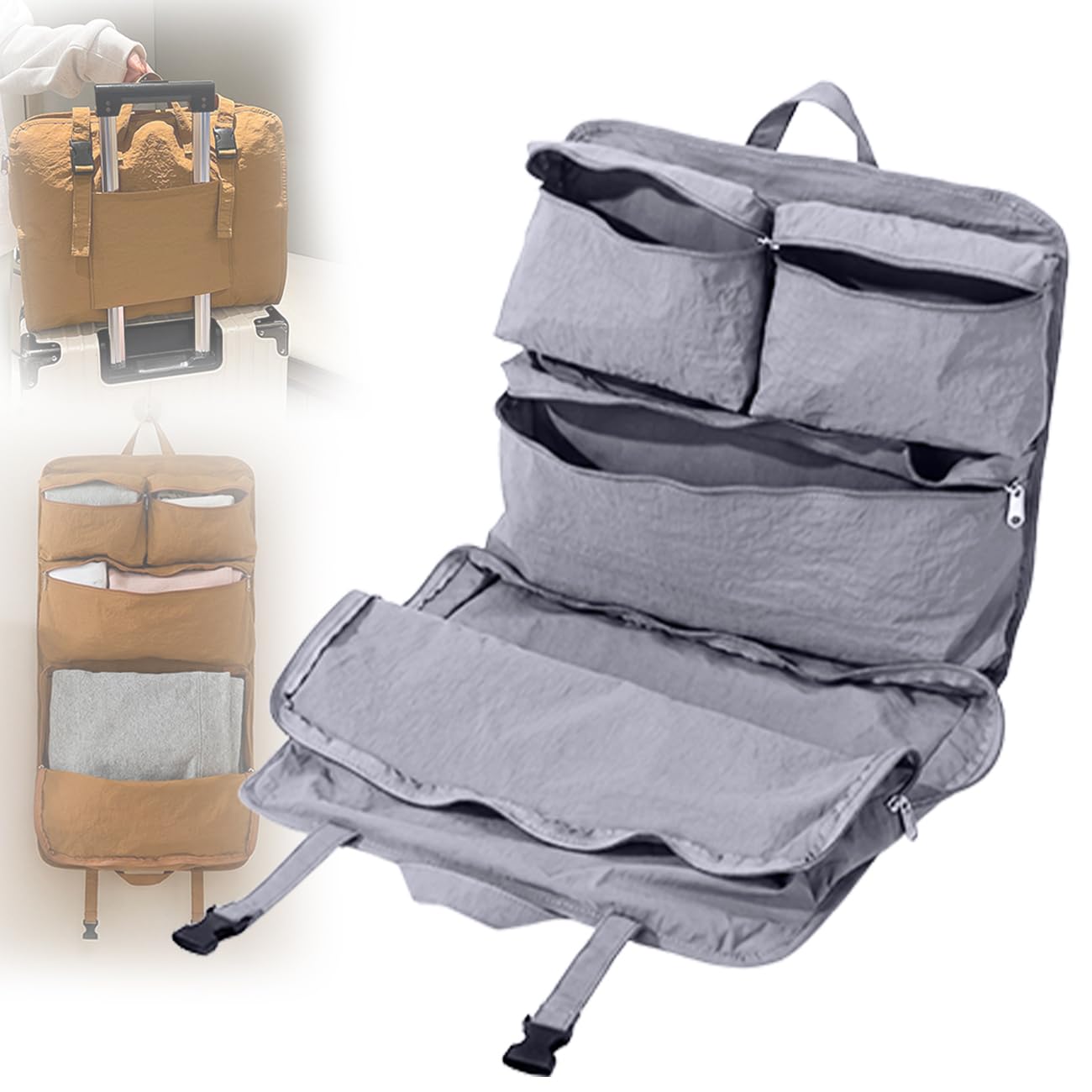 Organizador De Viaje Colgante, Bolsa De Viaje Grande Y Plegable Que Funciona como Armario Portátil; para Viajes De Negocios Y Escapadas De Fin De Semana Grey,41 * 35 * 12cm