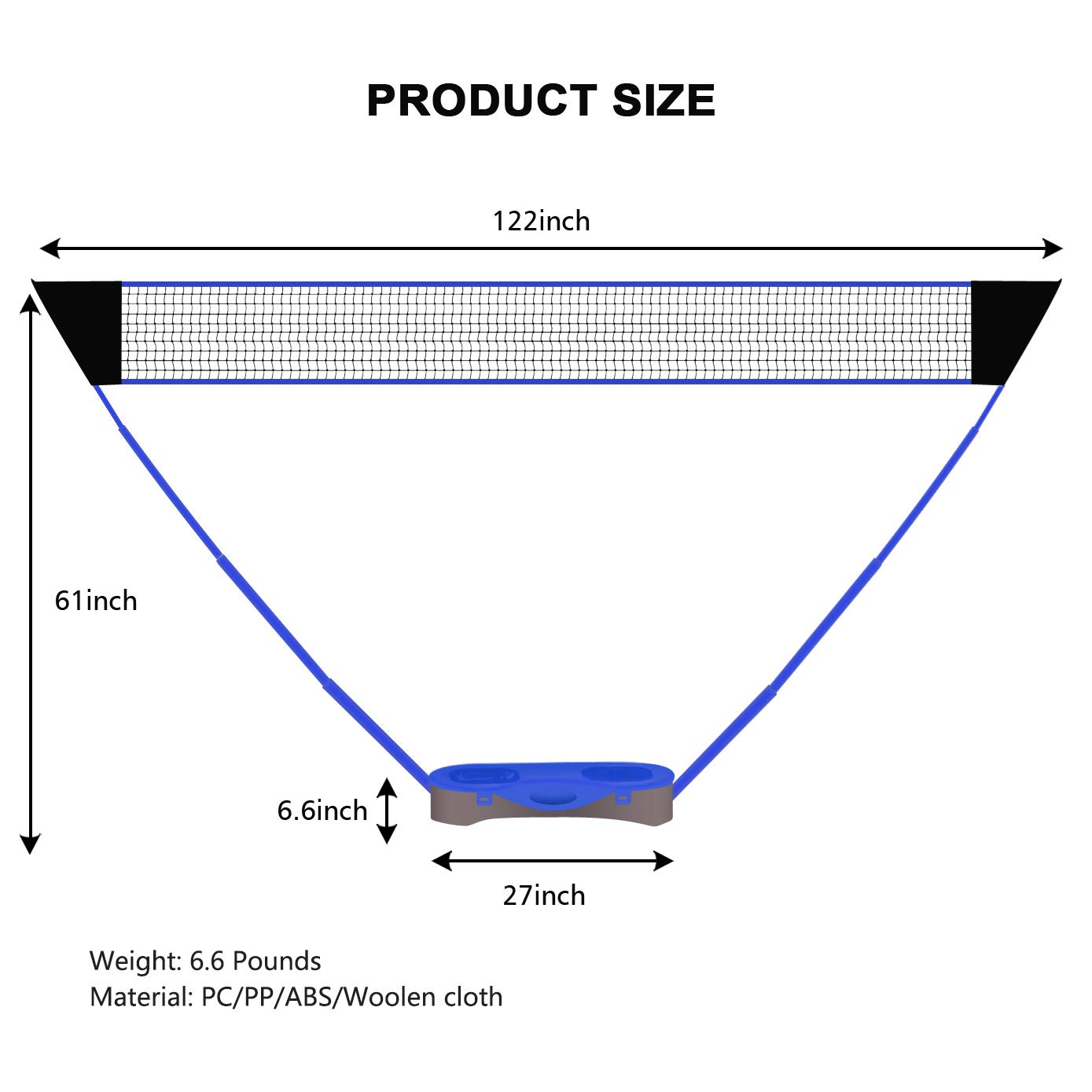 FBSPORT Portable Badminton Net Set with Storage Base, Folding