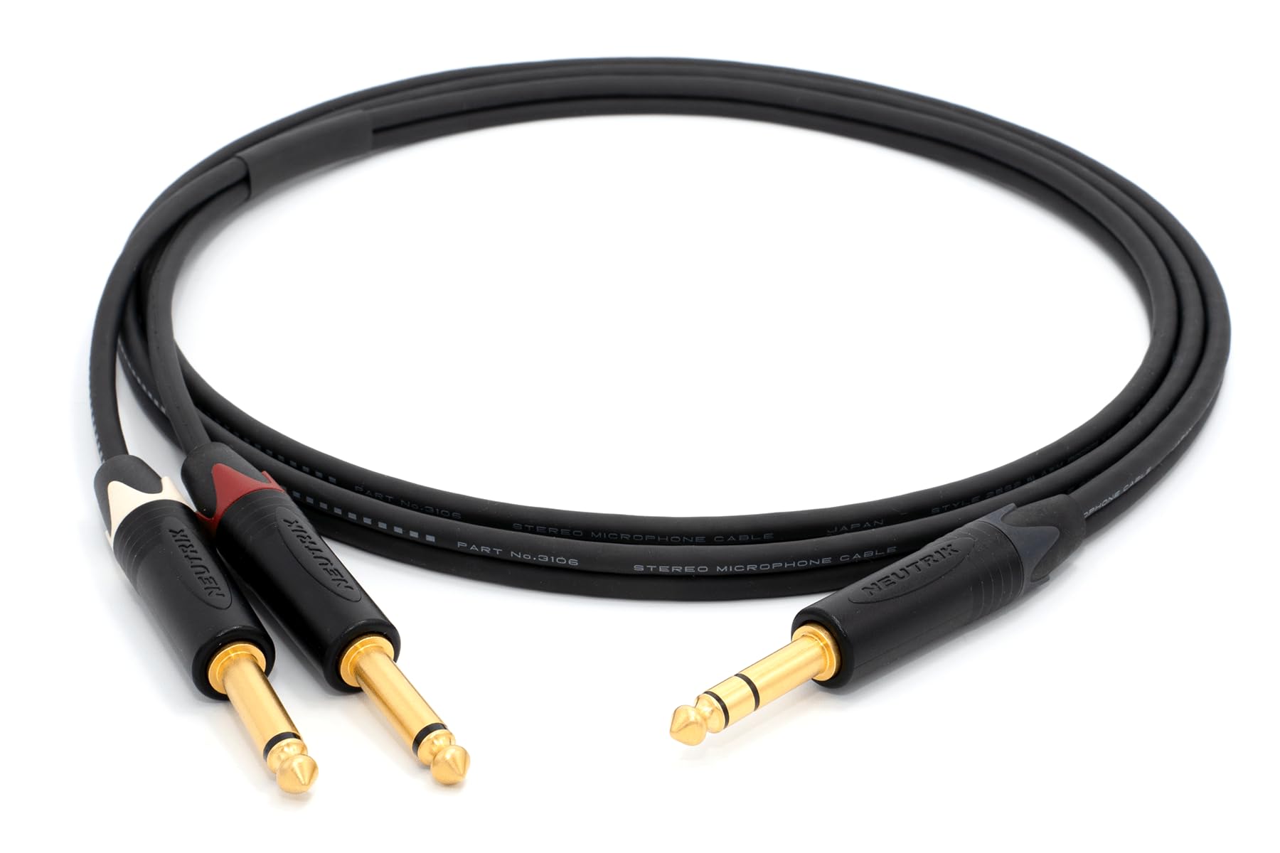 enoaudio Mogami 3106 micrófono estéreo Y-Cable | Neutrik 6,3mm TRS – Neutrik 6,3mm TS (L,R) | HiFi - 0,5 m