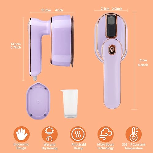 Miniatura 7 de Vaporizador de hierro para ropa, vaporizadores de ropa, 1000 W, 5S, calentamiento rápido, mini vaporizadores portátiles, plancha de mano plegable de