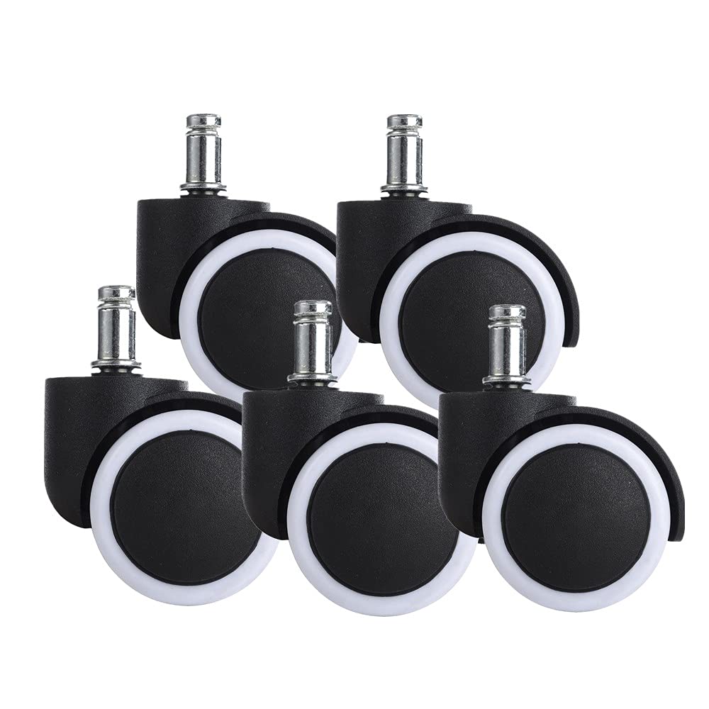 Youngine Caster Wheels Replacement for Office Chairs 2 Inch Swivel Chair Casters, Standard Grip Ring Mounting Stem (White)