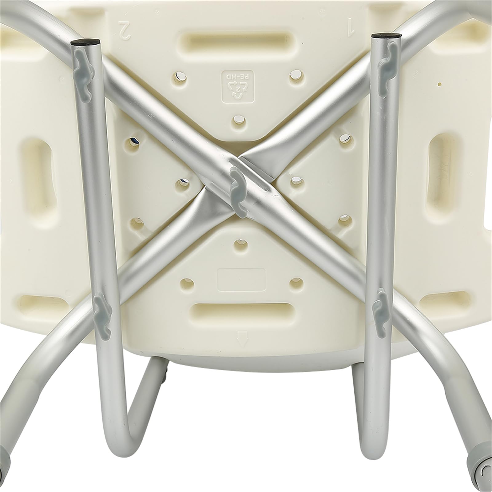 Homewell - Silla de ducha, asiento de ducha con respaldo, asiento de baño curvado con orificio de fuga, altura ajustable, apta para todas las personas, facilitando el baño