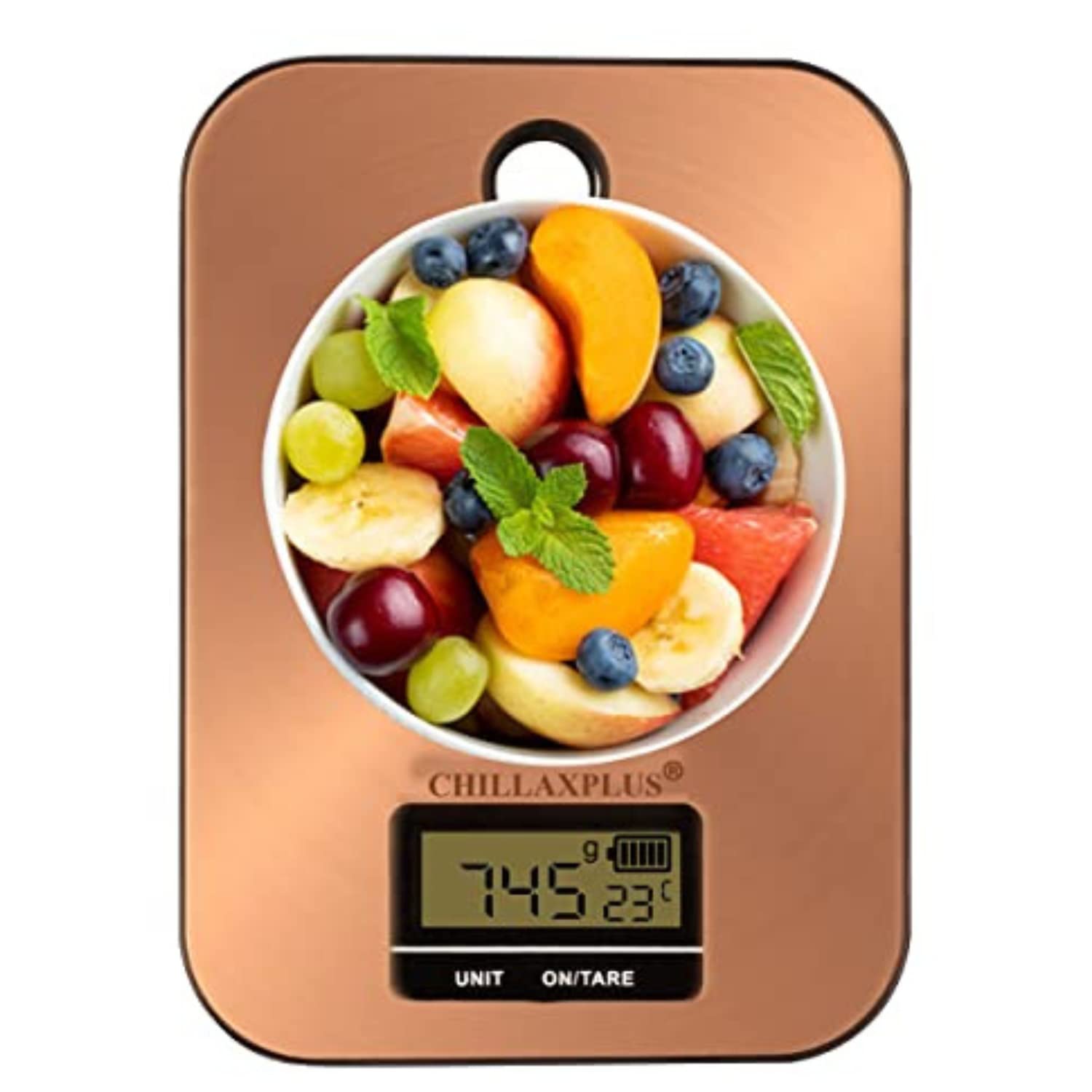 CHILLAXPLUS digital stainless steel kitchen scale | electronic weight machine to measure food for diet, home baking and cooking | sturdy built with hanging design and 2 years warranty (5 KGs) (Copper) (B09NNPR6HP) Amazon Price History, Amazon Price Tracker