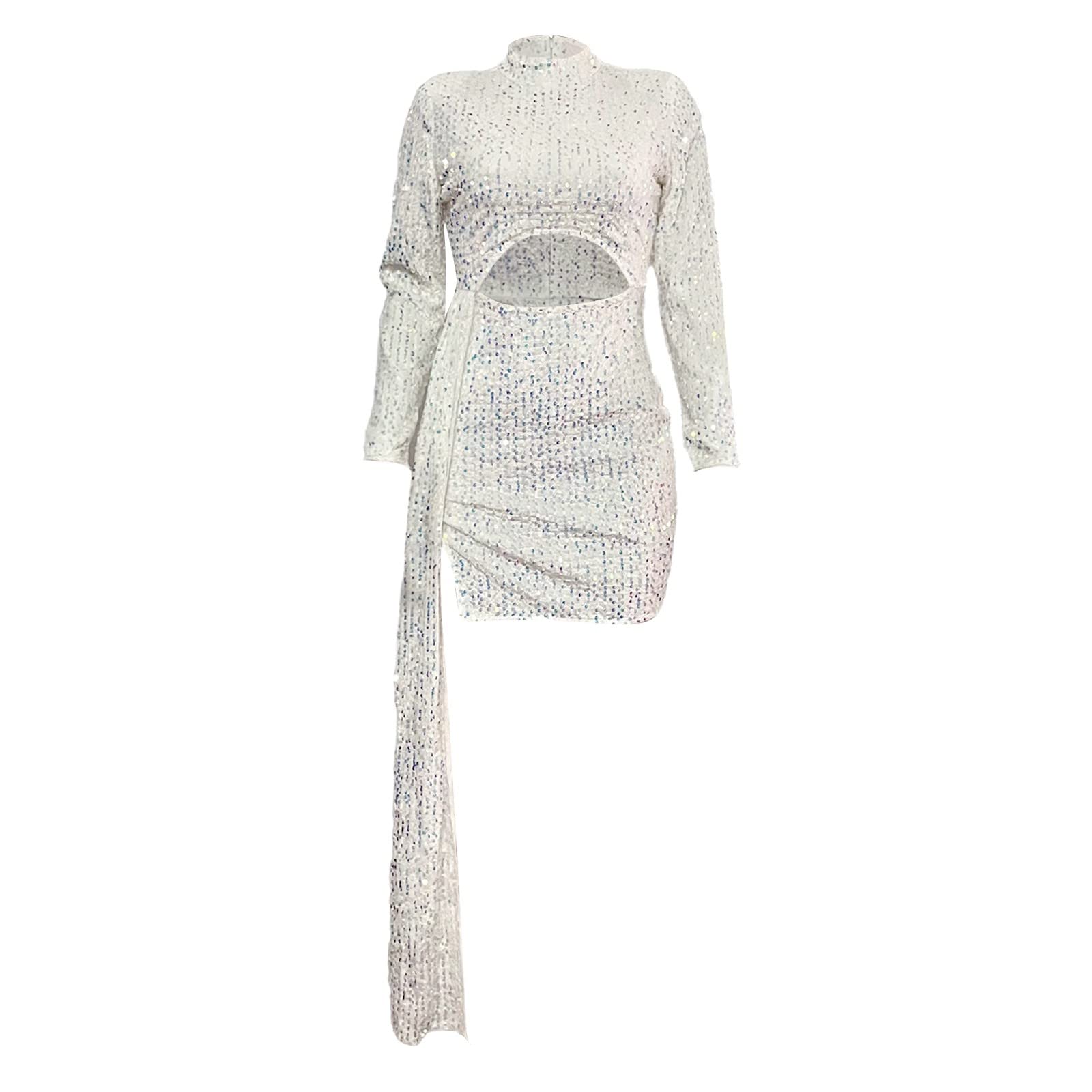 Vestidos de fiesta para mujer, vestido brillante de manga larga con lentejuelas brillantes, vestido corto perfecto para fiestas y reuniones