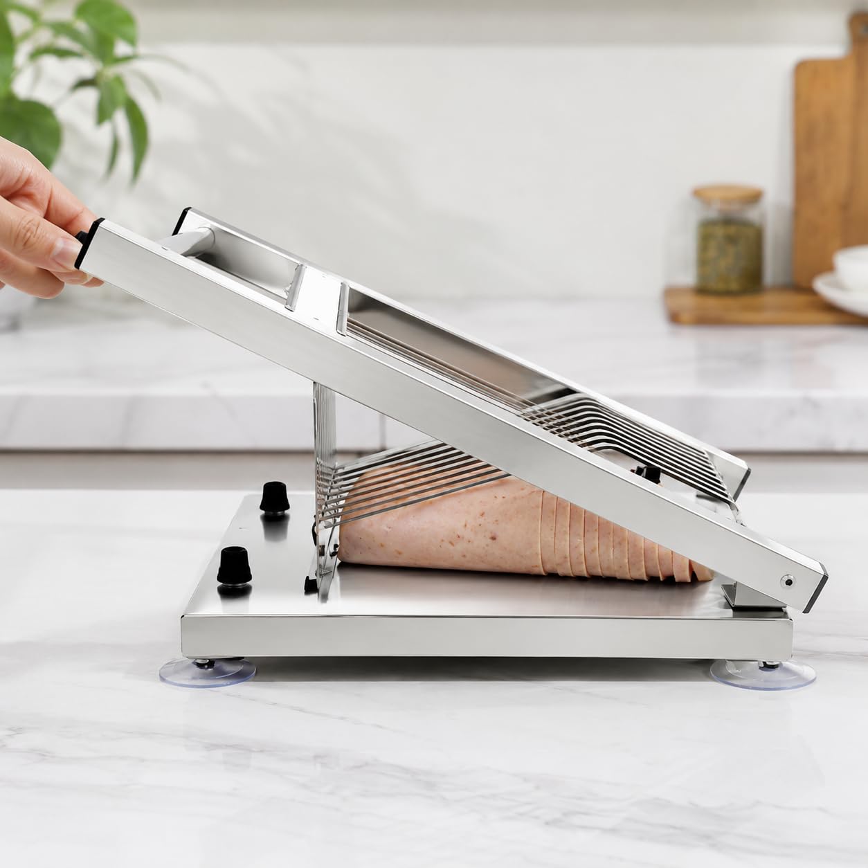 Sushi Rollschneider, manuelle 12-teilige Schneidemaschine mit Edelstahlklingen, 2-stufiges Sushi-Herstellungswerkzeug für Restaurant und Heimgebrauch