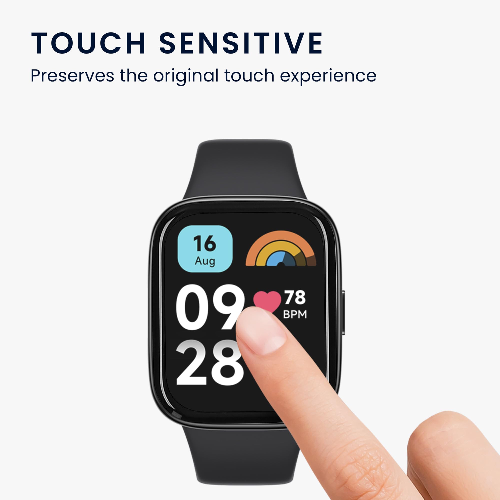 kwmobile Protective Film Compatible with Xiaomi Redmi Watch 3 Active Screen Protector - 2x Smart Watch Protector Anti-Fingerprint - Image 4