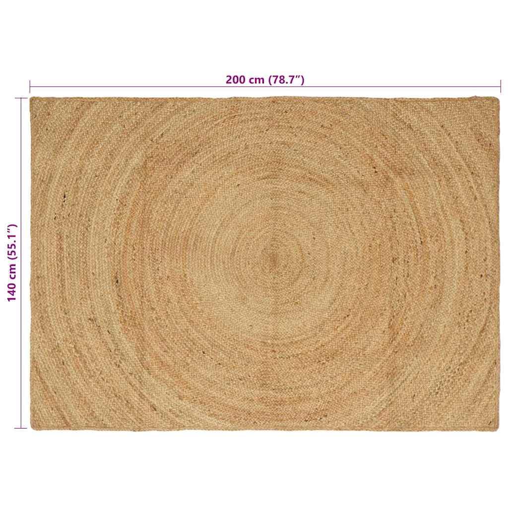 vidaXL Alfombras de área Natural 140 x 200 cm Yute, Decoración para la Sala, Alfombra Grande de Yute Hecha a Mano, Estilo Moderno, única y Genial para el hogar