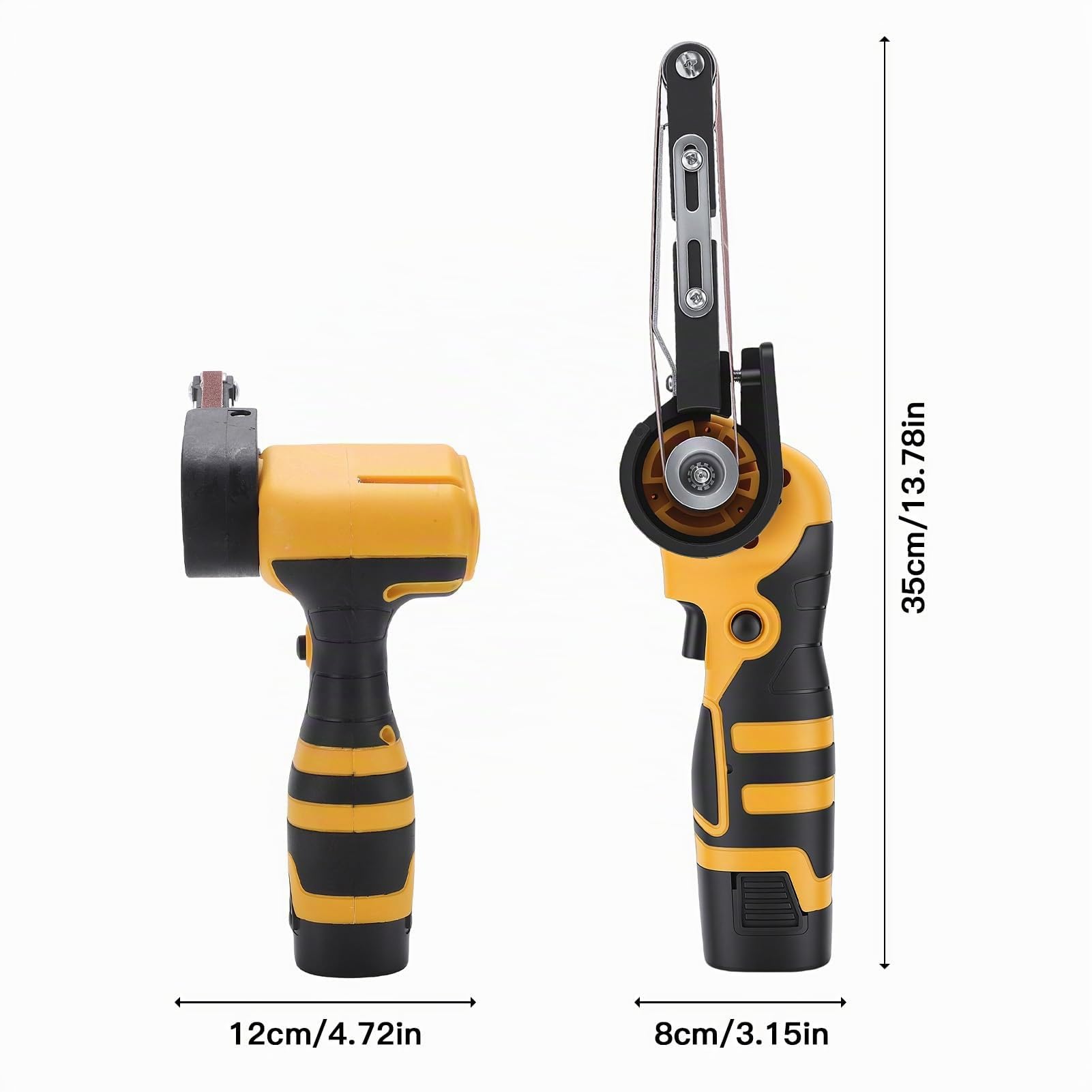 Weytoll Levigatrice a nastro senza fili da 16,8 V, 7000 giri/min, mini levigatrice a nastro con 10 nastri abrasivi in ​​ossido di alluminio, 2 batterie da 1500 mAh per legno, metallo e plastica