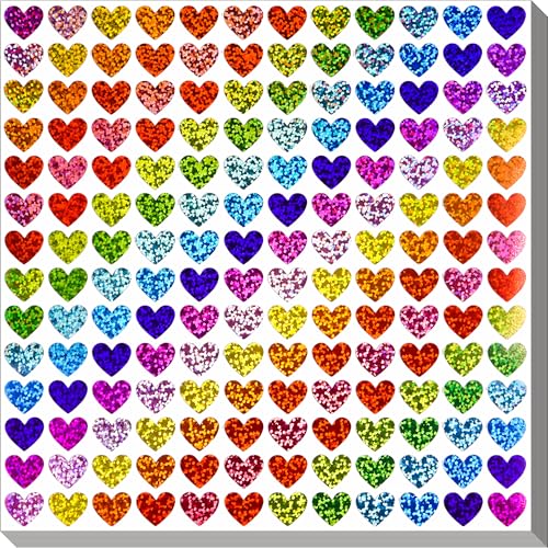 2500 Pcs Heart Stickers 0.6 Inch Glitter Colored Stickers for Kids Rewards Classroom Self Adhesive Small Sticker for Envelope Seal Birthday Wedding Teachers Kids Reward Scrapbooking
