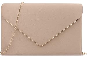 Nude Faux Suede Crossbody Clutch Purse with Detachable Shoulder Strap