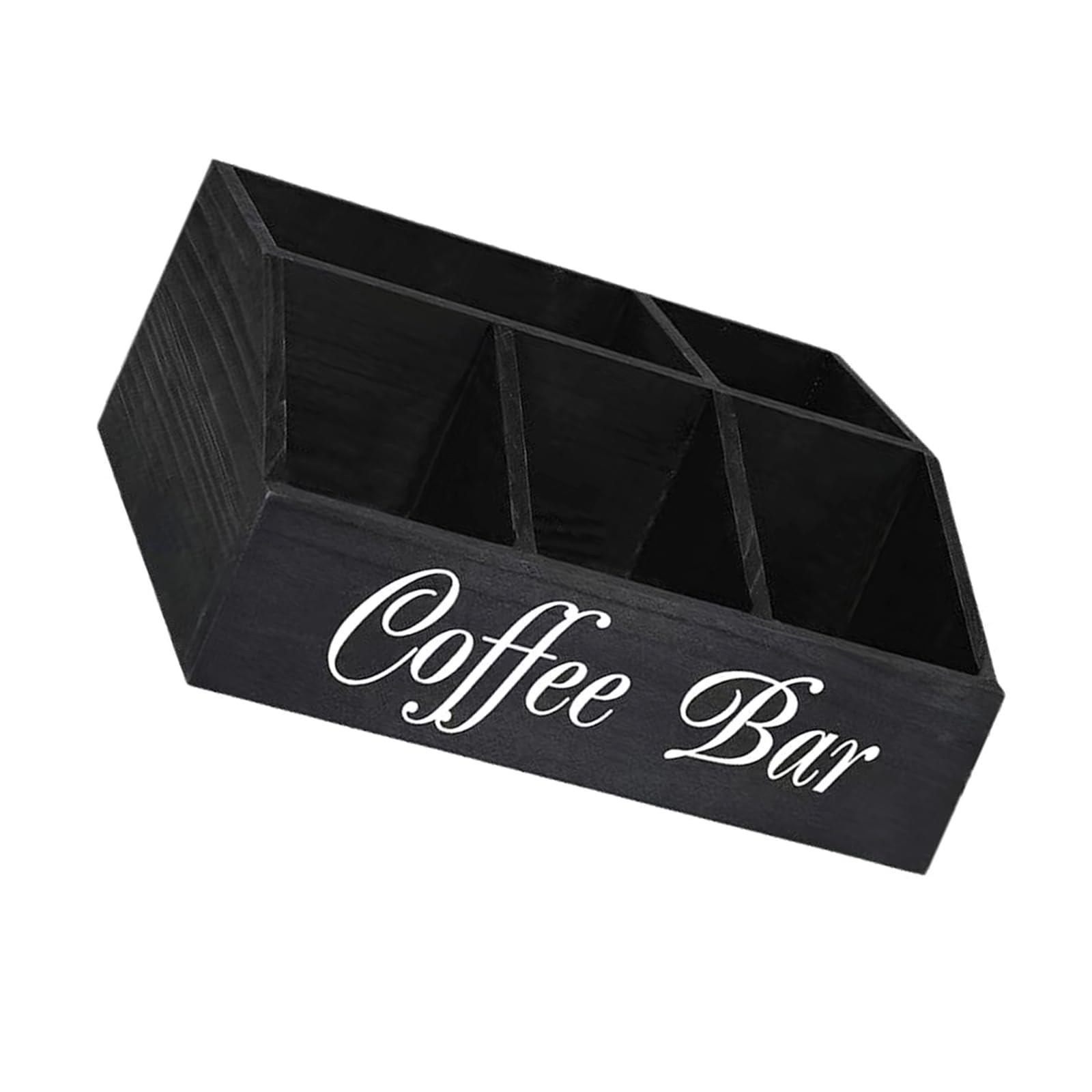 APGLSXY Space Saving Coffee Pods Storage Box Wooden Coffee Accessories Organiser with Side Compartments for Spoons and Cups Black Wooden Pods and Spoon Organiser