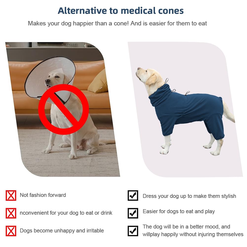 Pigiama per cani di taglia grande, elasticizzato extra large, adatto per adulti, cani di taglia media, tuta per animali domestici a quattro zampe, abbigliamento per animali domestici (blu, 6XL)