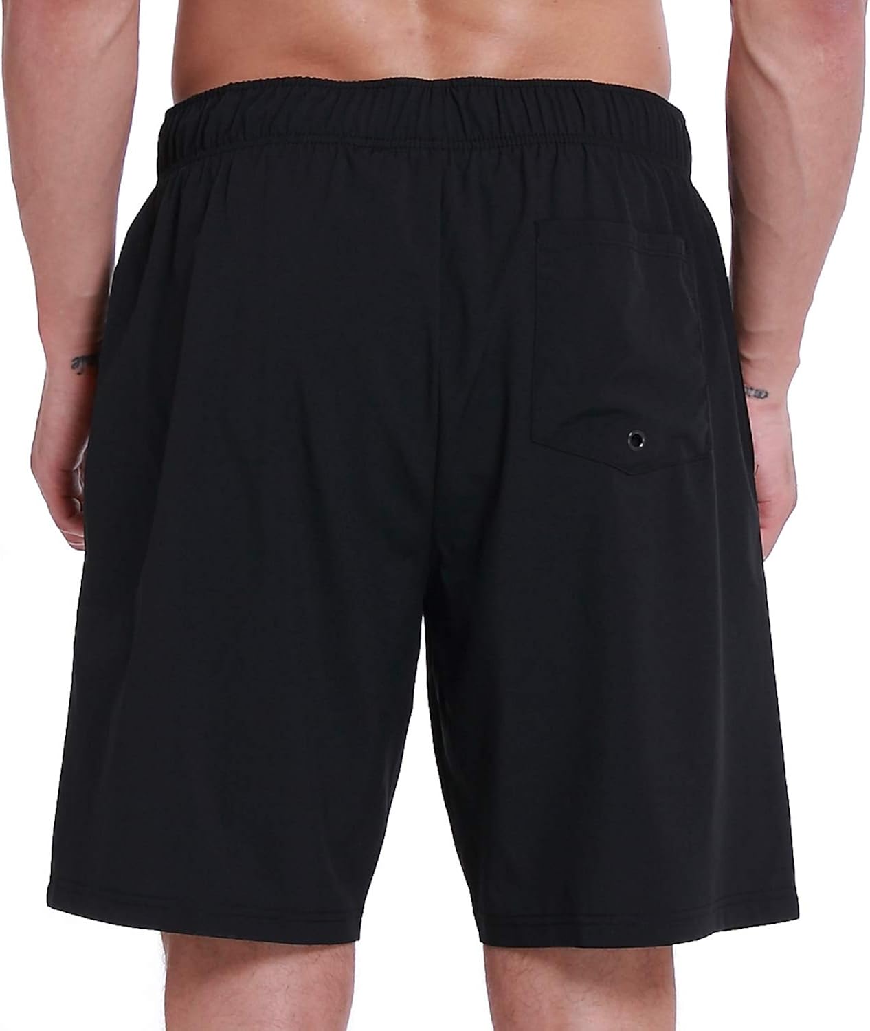 HOdo Mens Swim Trunks 9" Quick Dry Swim Shorts Bathing Suit Black Medium