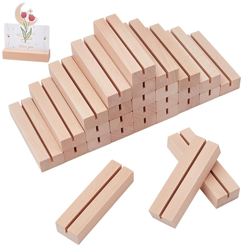 50 Stück Kartenhalter Holz, 100x30.5x20mm Buchenholz Tischkalender-Holz Menükartenhalter Fotohalter Postkartenhalter Für Zeremonien Hochzeiten Partys Heimdekoration