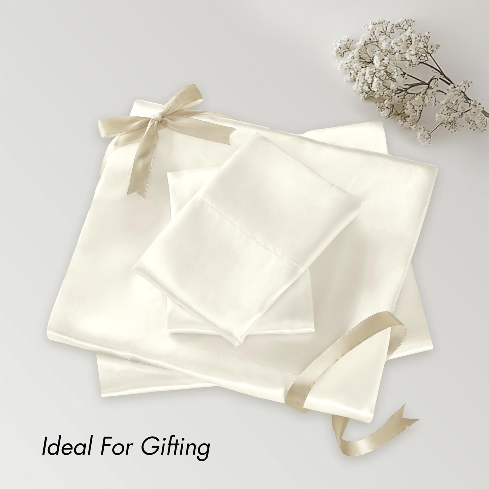Madison Park Essentials - Set di lenzuola in raso per letto queen size, lussuose lenzuola in raso setoso, con tasca elastica da 35,6 cm, per materassi fino a 40,6 cm, senza pieghe, set di lenzuola in