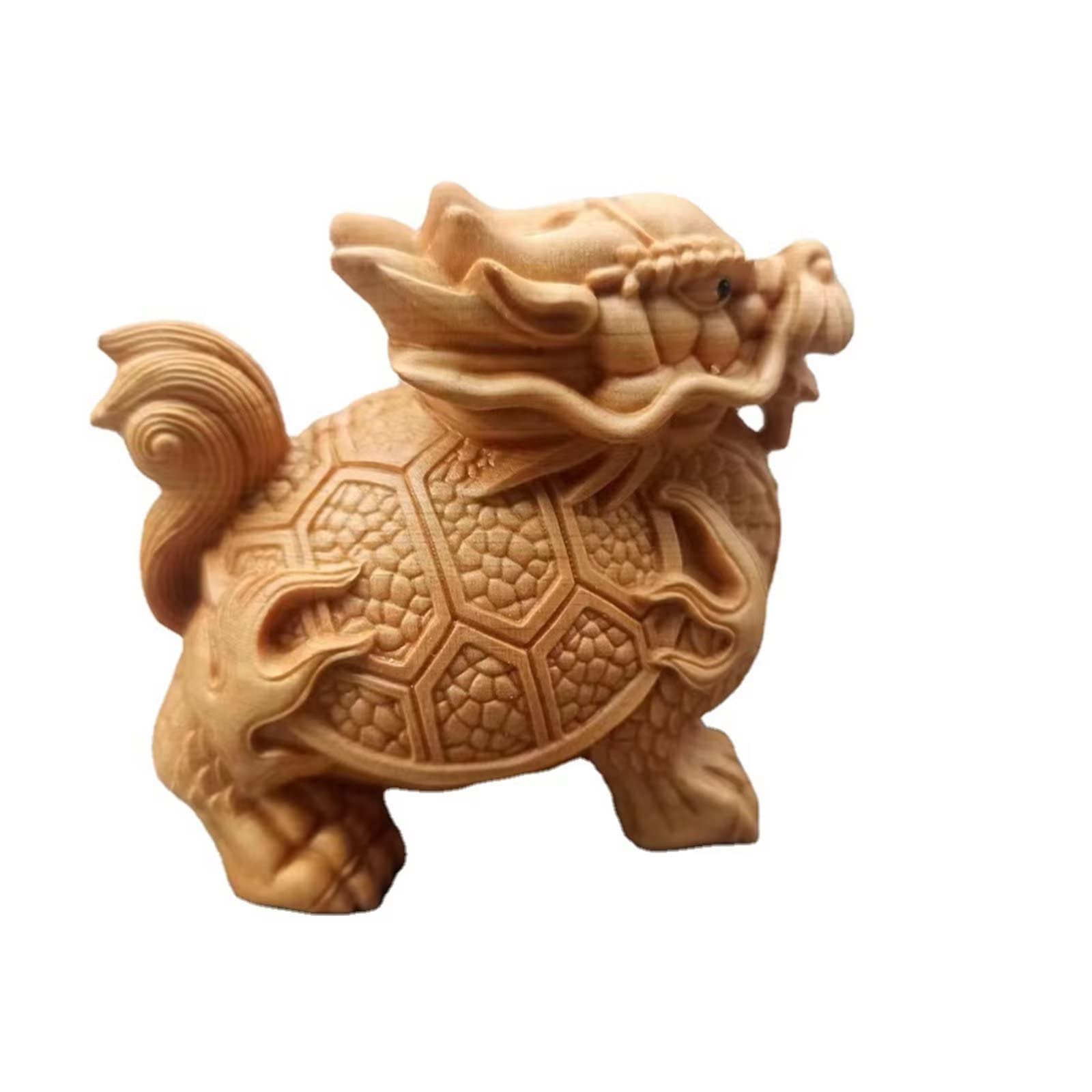 Amazon.co.jp: Aritjt 木製ドラゴン 亀 マスコット 彫刻像 手彫り 無垢