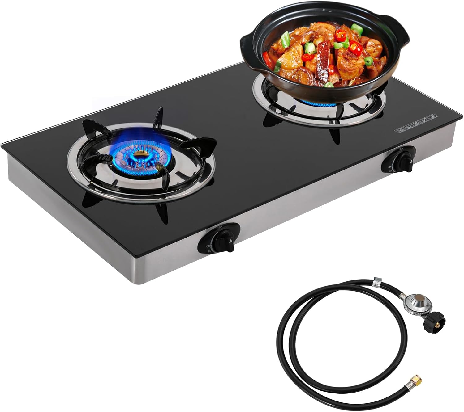 DYRABREST 28″ Gas Stove 2 Burners Countertop Gas Stove Cooktop Portable Stainless Steel Propane Stove Auto Ignition LPG Stove Dual Burner Camping Stove for RV, Outdoor Kitchen Apartment DYRABREST 28″ Gas Stove 2 Burners Countertop Gas Stove Cooktop Portable Stainless Steel Propane Stove Auto Ignition LPG Stove Dual Burner Camping Stove for RV, Outdoor Kitchen Apartment