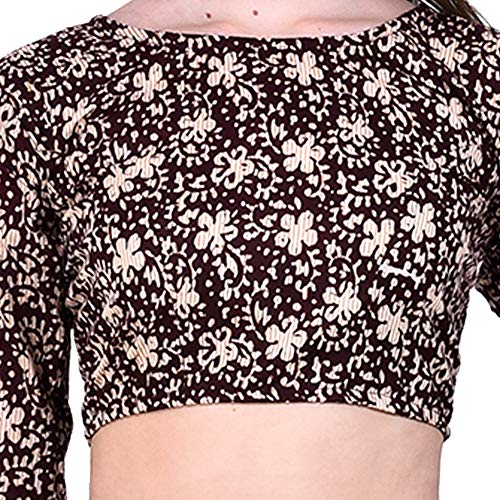 Image of Fressia Fabrics Pure Cotton Kalamkari Print Readymade Saree Blouse for Women