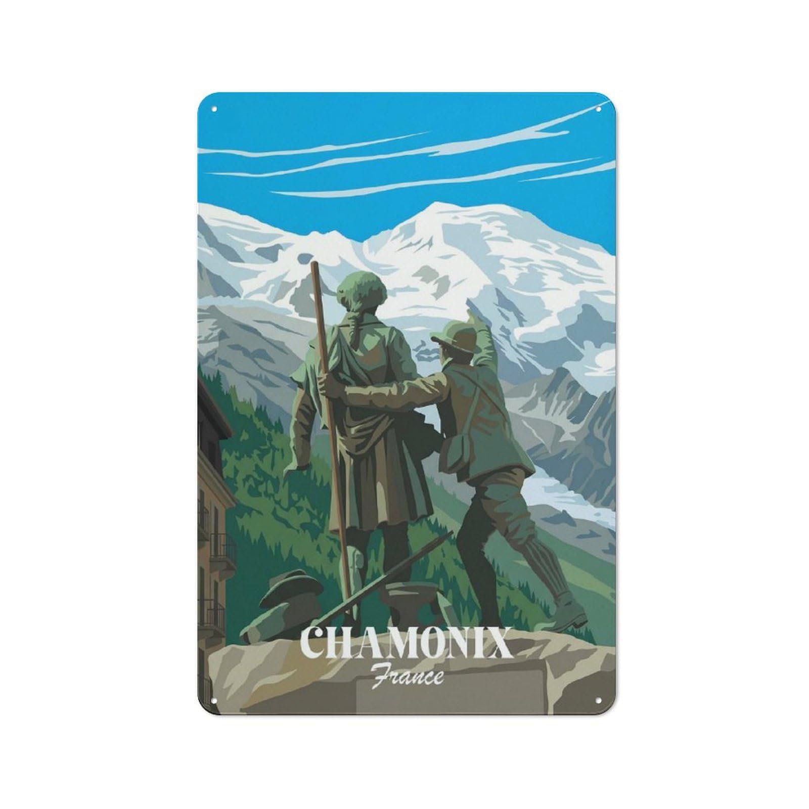 Classic Chamonix France Metal Sign 30x20cm, Classic Pub Decor for Diner, Restaurant, Shed Or Kitchen