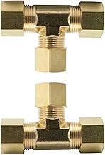 Legines Brass Compression Fitting, Tee Union, 3 Ways Connector, 1/4" Tube OD, Pack of 2