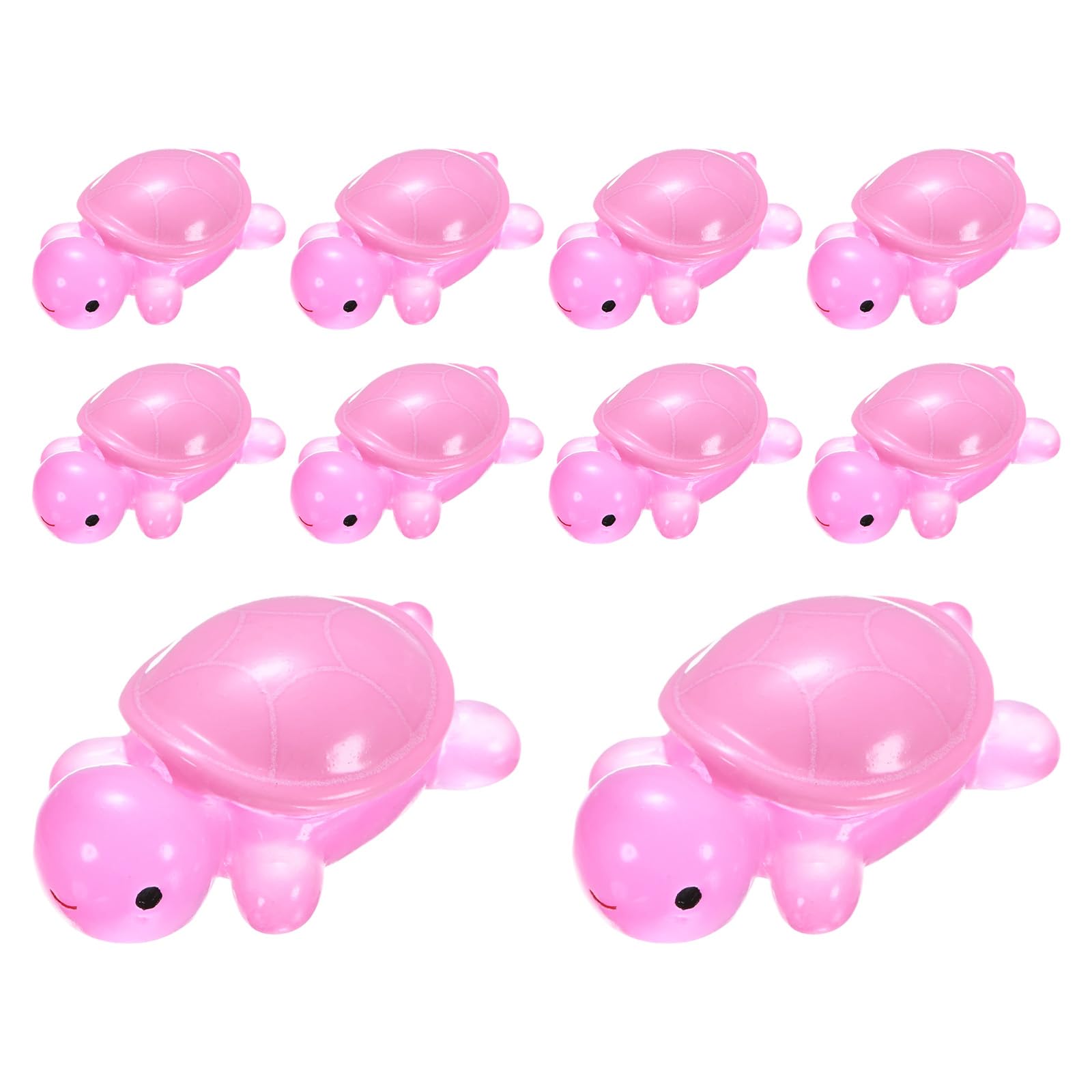 M METERXITY 10-Pack Luminous Medium Resin Turtles, 3.39" Glow in the Dark Tiny Sea Turtle for Fairy Garden/Micro Landscaping/Dollhouse, Cute Miniature Ocean Animal Figurine to Hide [Rose Red]
