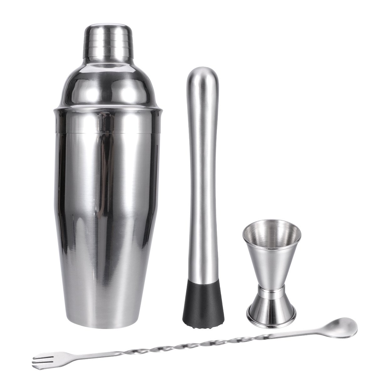 Shaker à cocktail 750ml en acier inoxydable avec doseur et becs verseurs