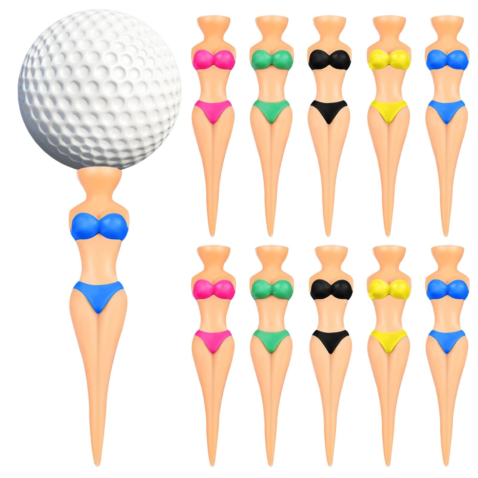 10 PCS Funny Golf Tees Bikini Lady Shaped Golf Bases Pin up Golf Ball Holders for Golf Practicing Accessories Father Brother Gift