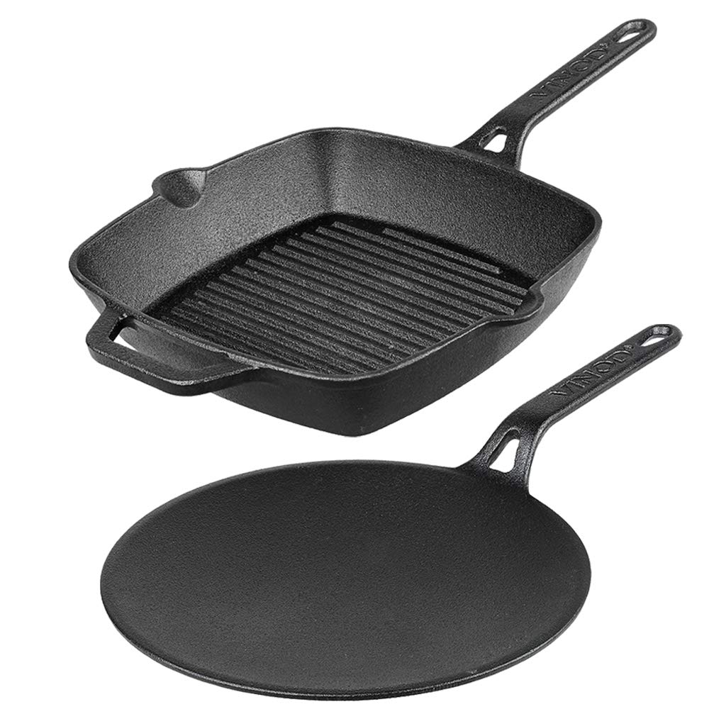 Buy Vinod Legacy Pre Seasoned Cast Iron Combo Set of 226cm Roti Tawa
