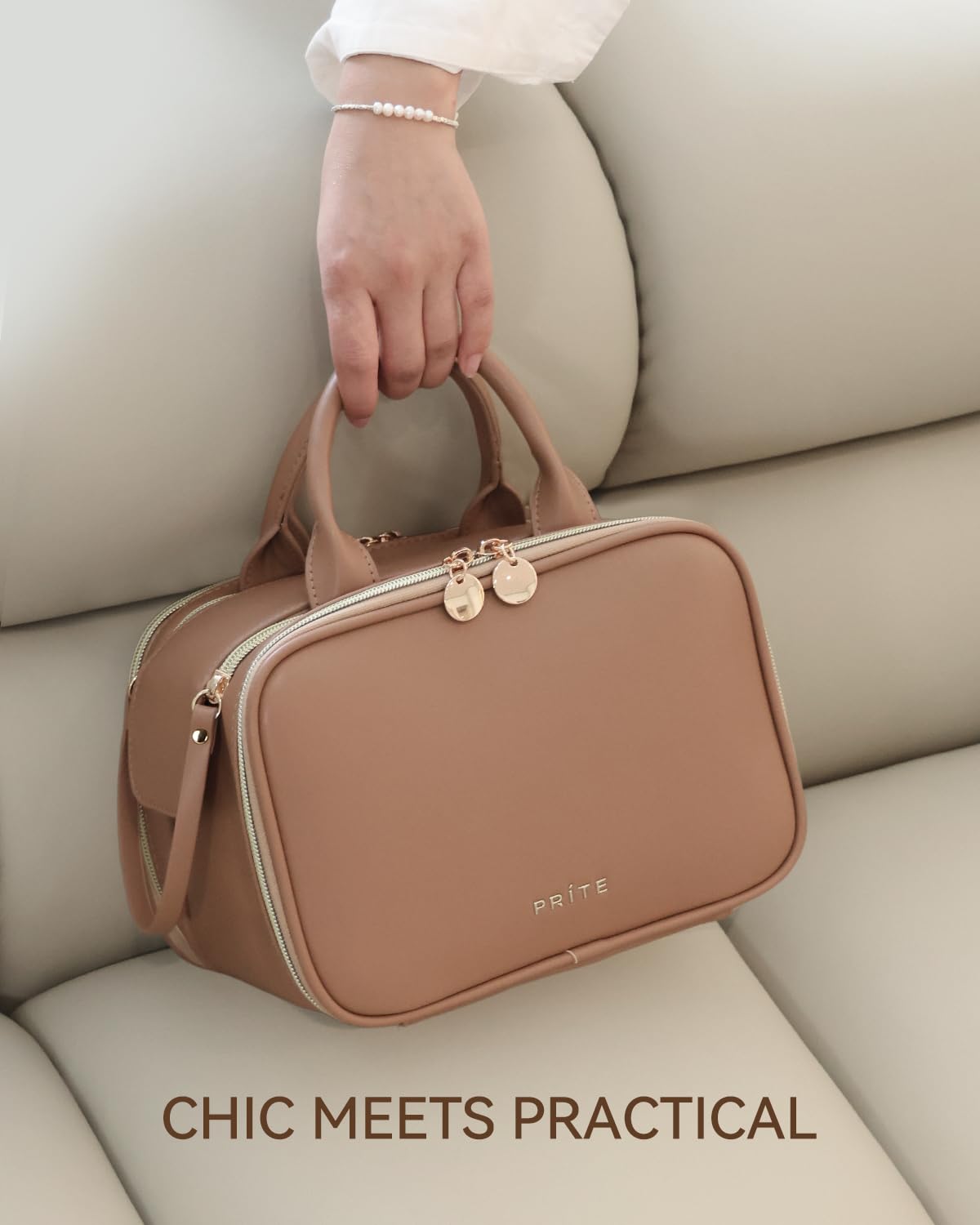 Trousse de Maquillage Prite Sac à cosmétiques Ouvertures latérales de Grande capacité Trousse de Toilette Portable étanche de Voyage avec poignée et Plusieurs Compartiments